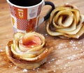 Home cooking Ã¢â¬â rose-shaped apple tarts Royalty Free Stock Photo